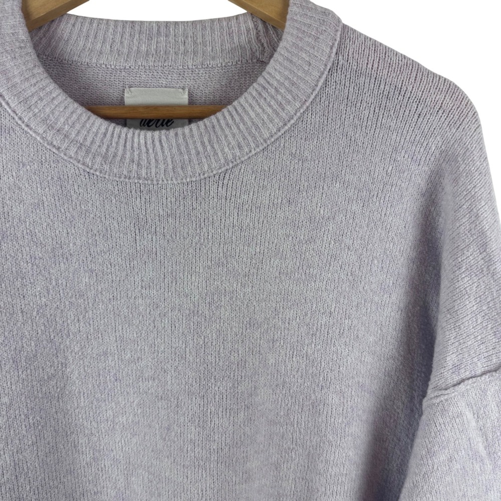 Aerie Sweater Women Large Lavender Purple Oversized Crew Neck Knit 5392970303
